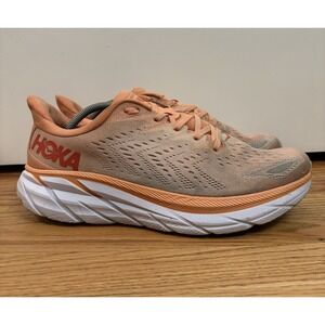 Hoka One One Women's Clifton 8 Cantaloupe Silver Peony‎ Running Sneakers Size 12